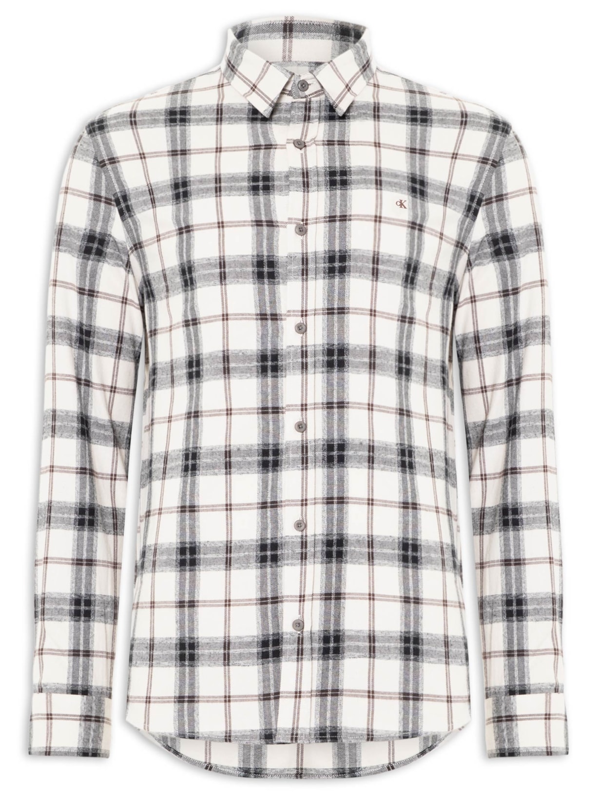 Camisa Masculina Manga Longa Overshirt Flanel Check Branco Calvin Klein Jeans