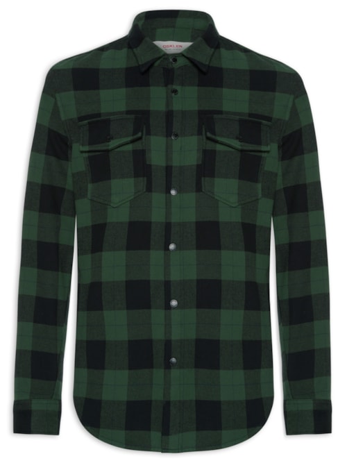 Camisa Masculina Manga Longa Overshirt Xadrez - Preto
