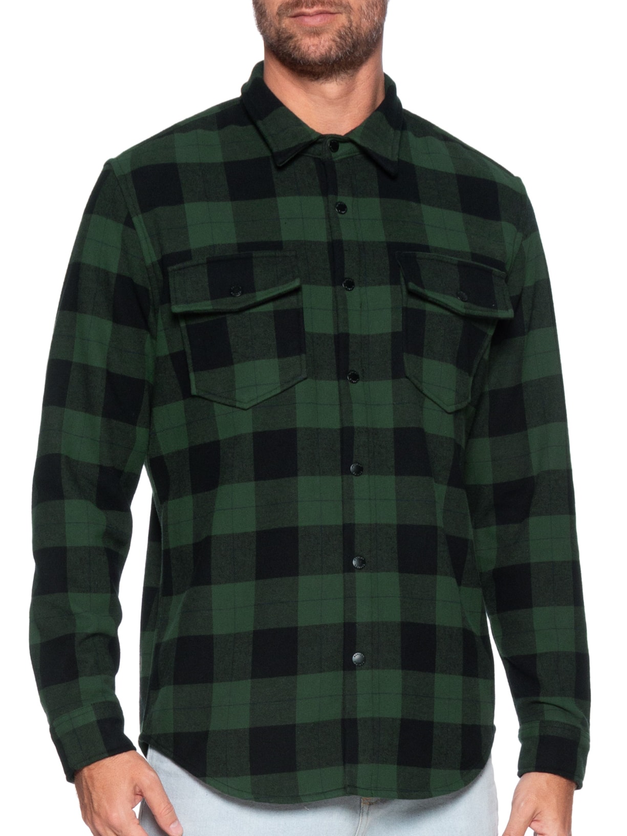 Camisa Masculina Manga Longa Overshirt Xadrez Preto Osklen