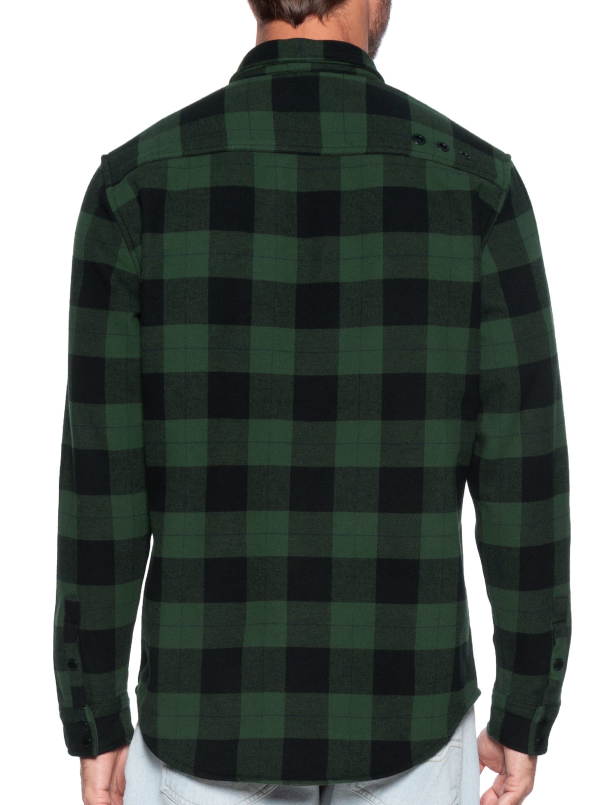 Camisa Masculina Manga Longa Overshirt Xadrez Preto Osklen