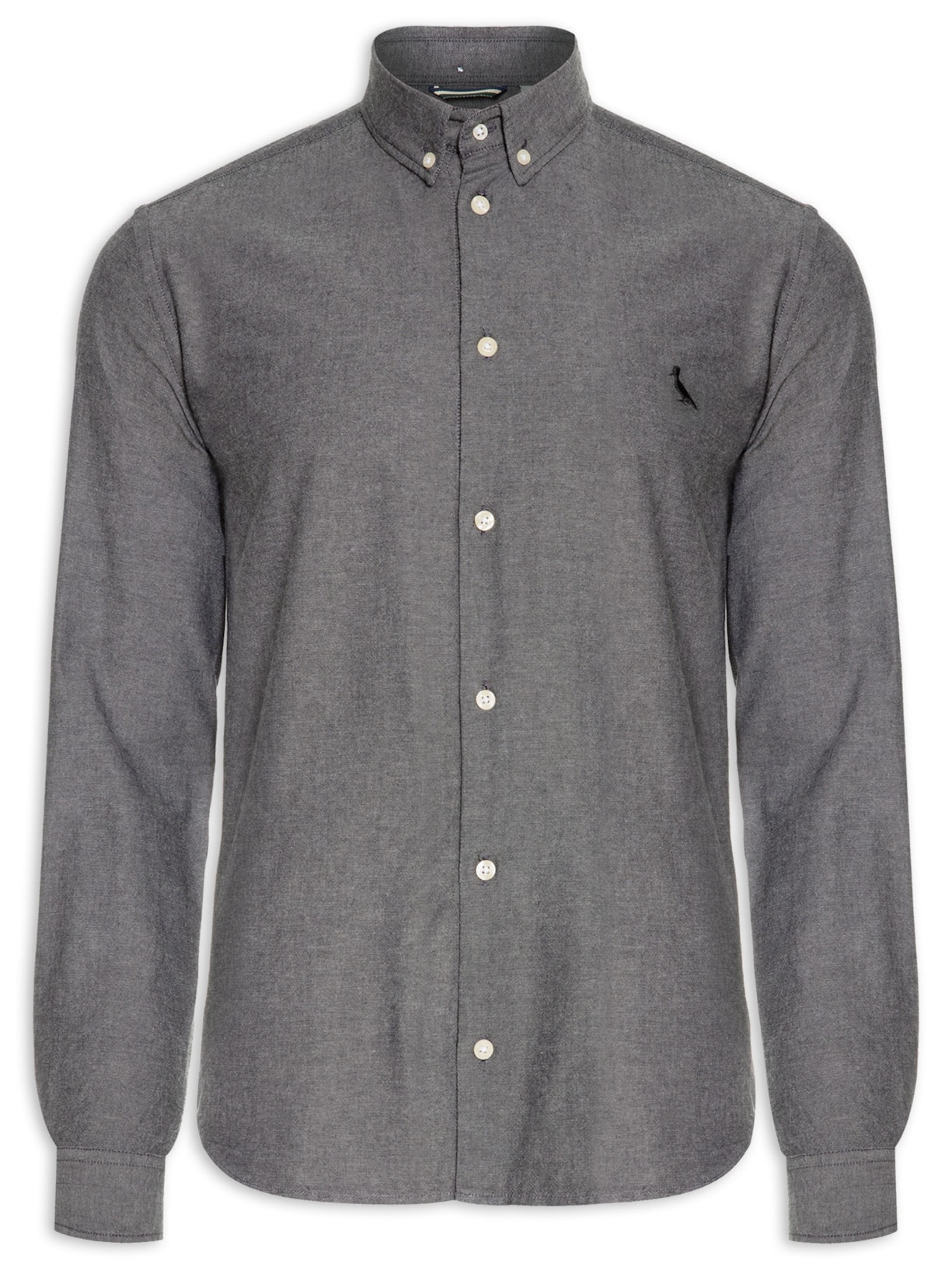 Camisa Masculina Manga Longa Oxford Color - Cinza
