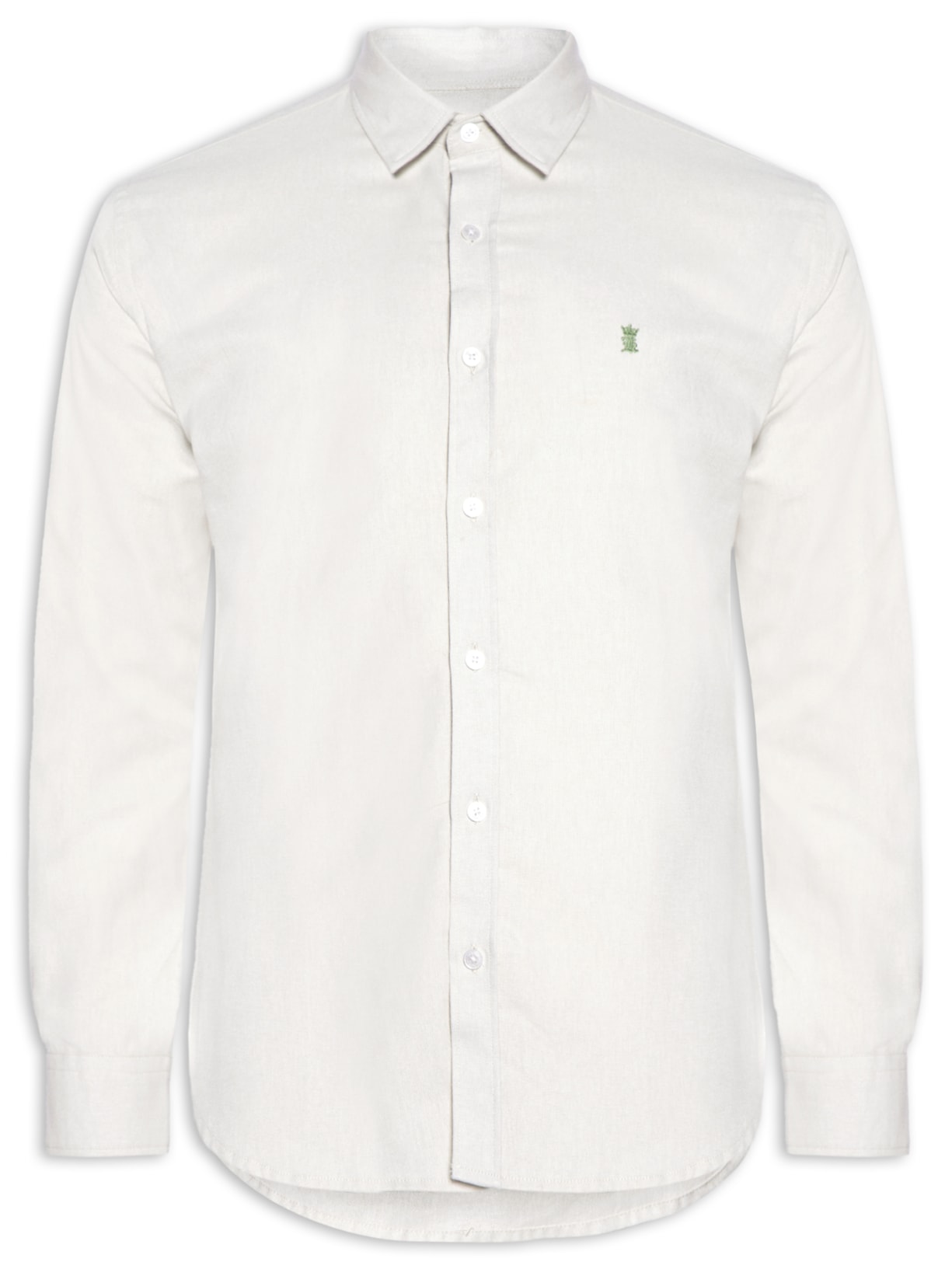 Camisa Masculina Manga Longa Oxford Comfort - Off White