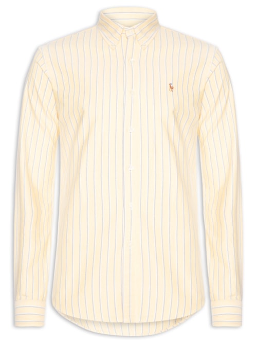 Camisa Masculina Manga Longa Oxford Custom Fit Logo – Amarelo