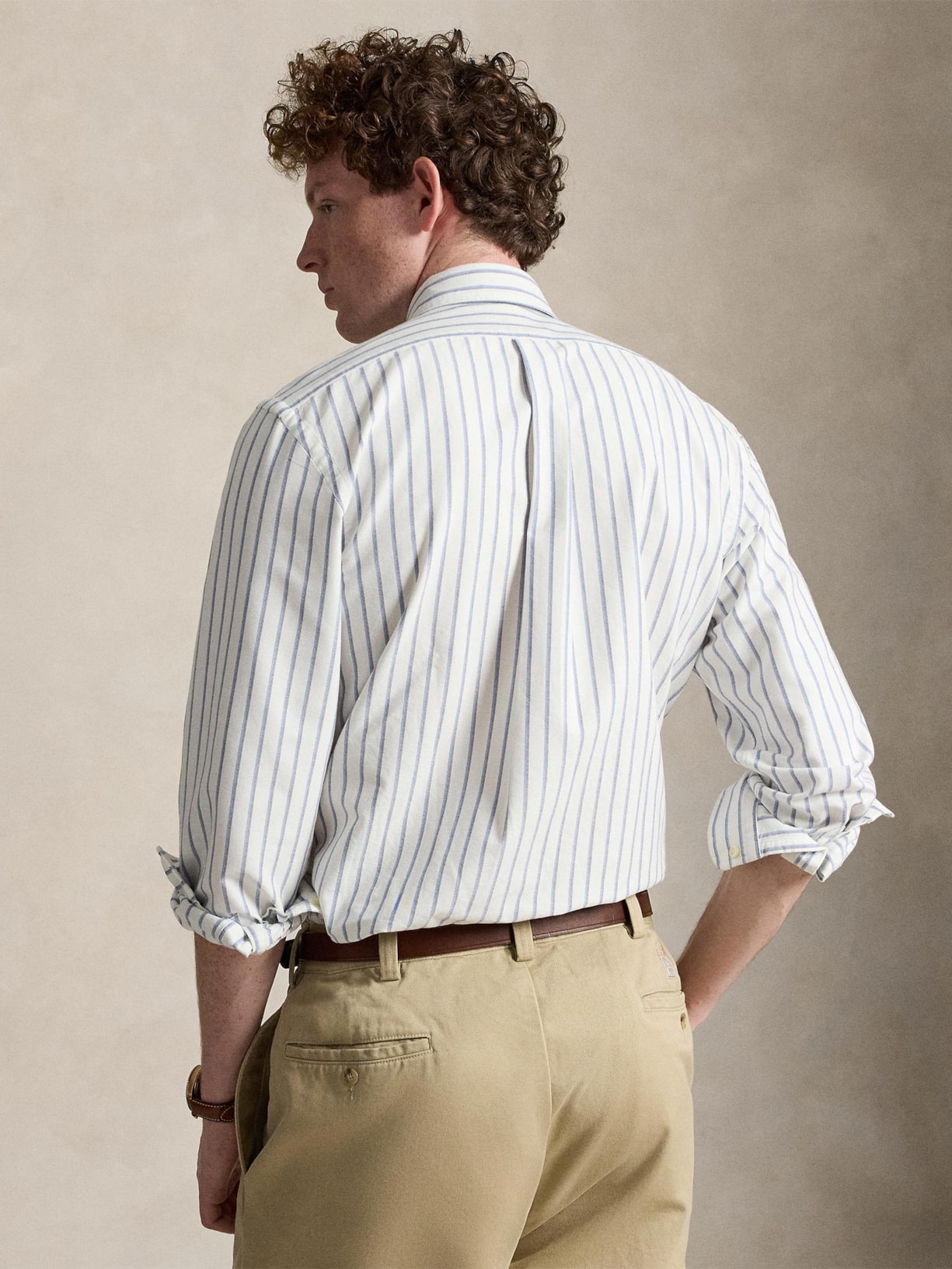 Camisa Masculina Manga Longa Oxford Custom Fit Logo Branco Polo Ralph Lauren
