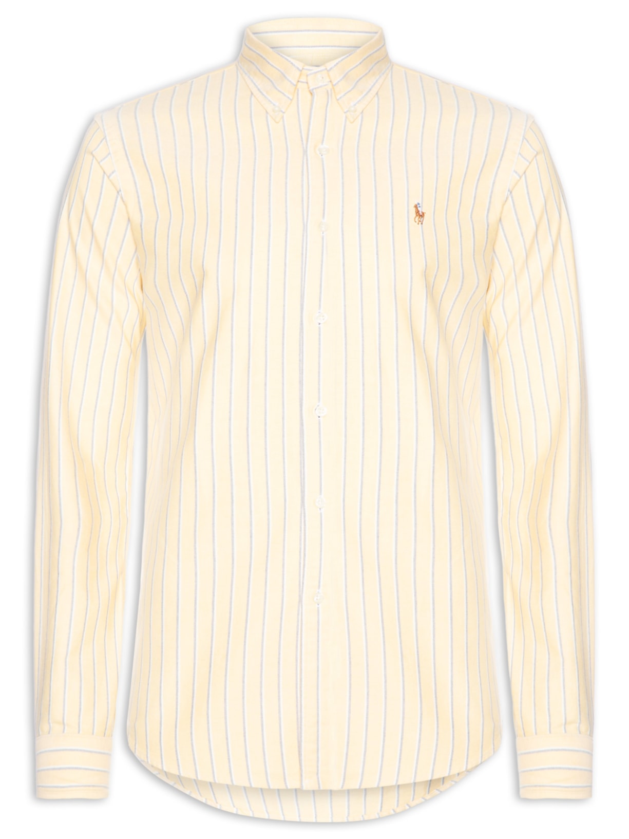 Camisa Masculina Manga Longa Oxford Custom Fit Logo – Amarelo