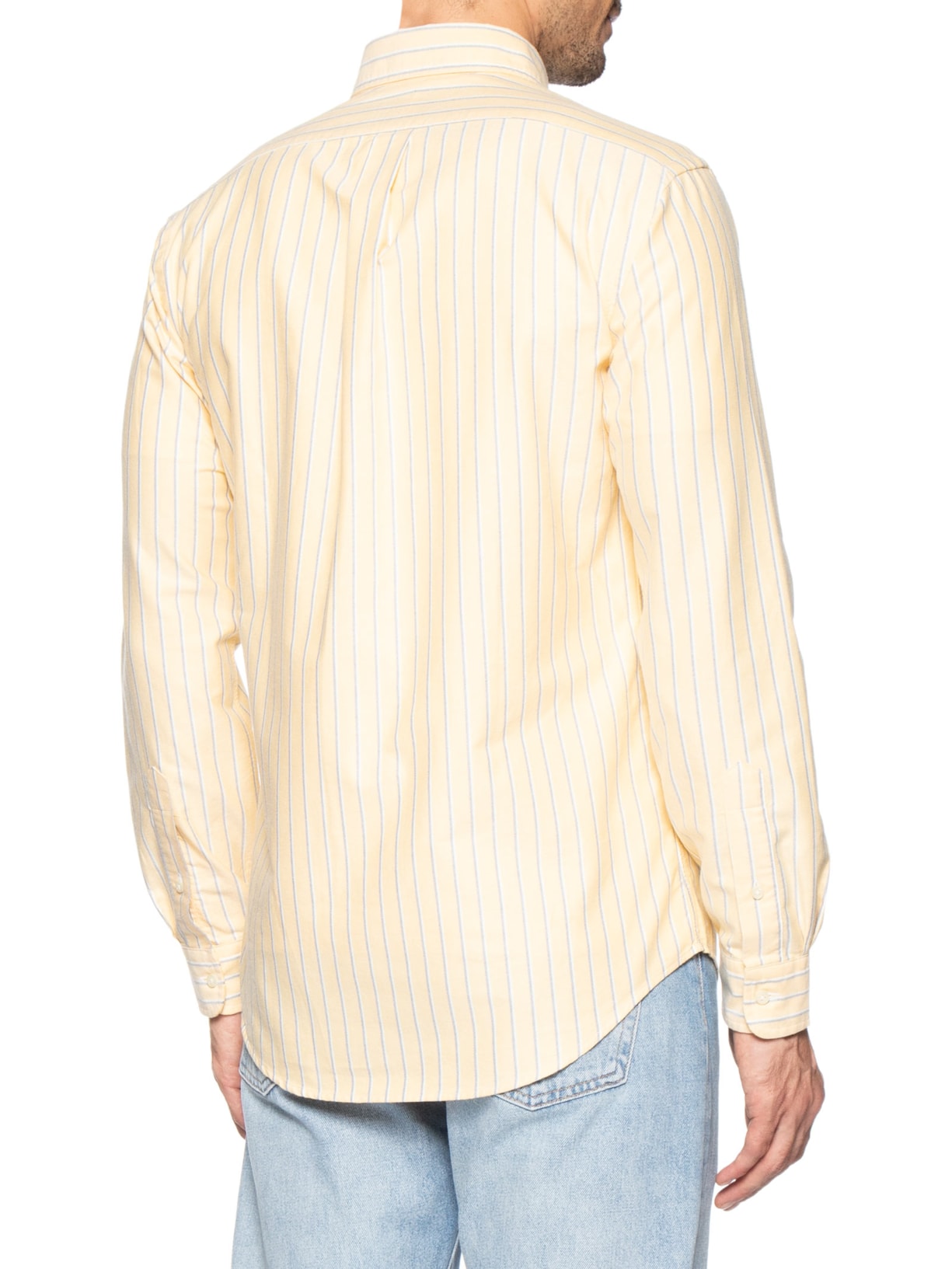 Camisa Masculina Manga Longa Oxford Custom Fit Logo – Amarelo Polo Ralph Lauren