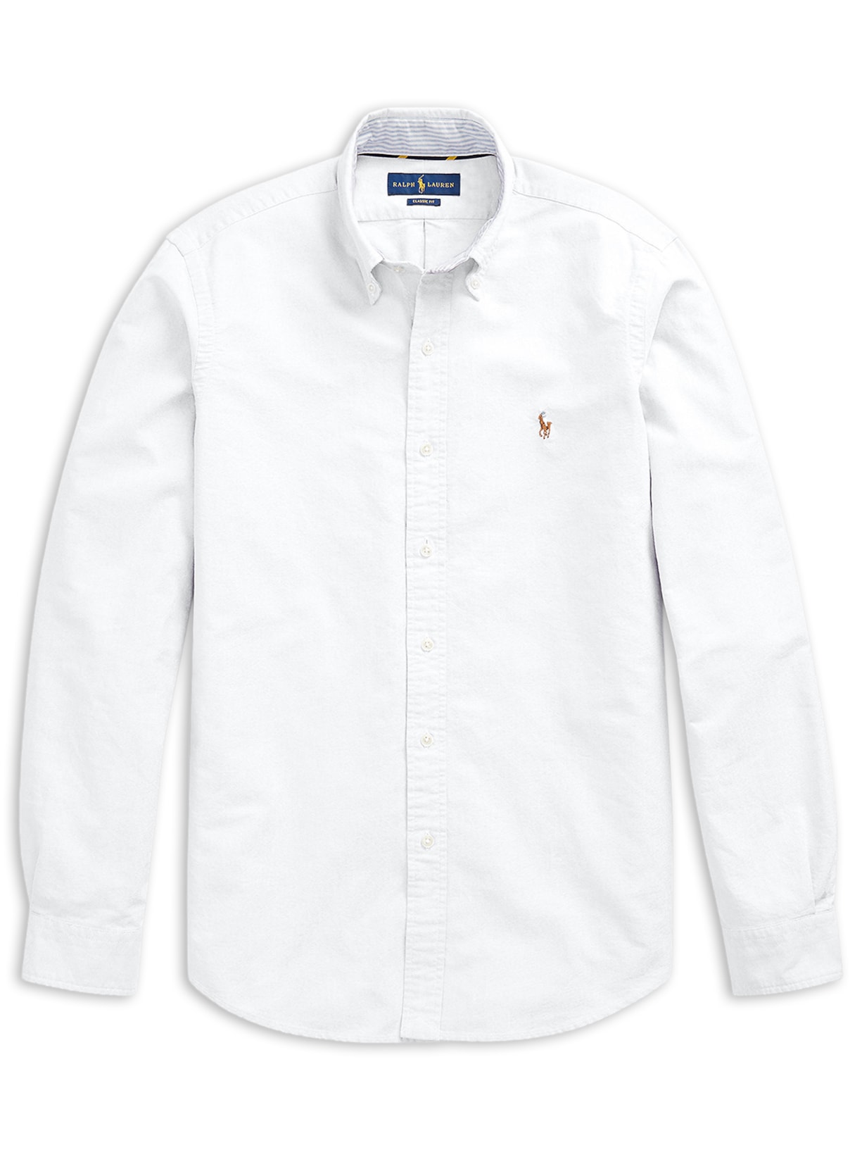Camisa Masculina Manga Longa Oxford Slim Fit Logo - Branco