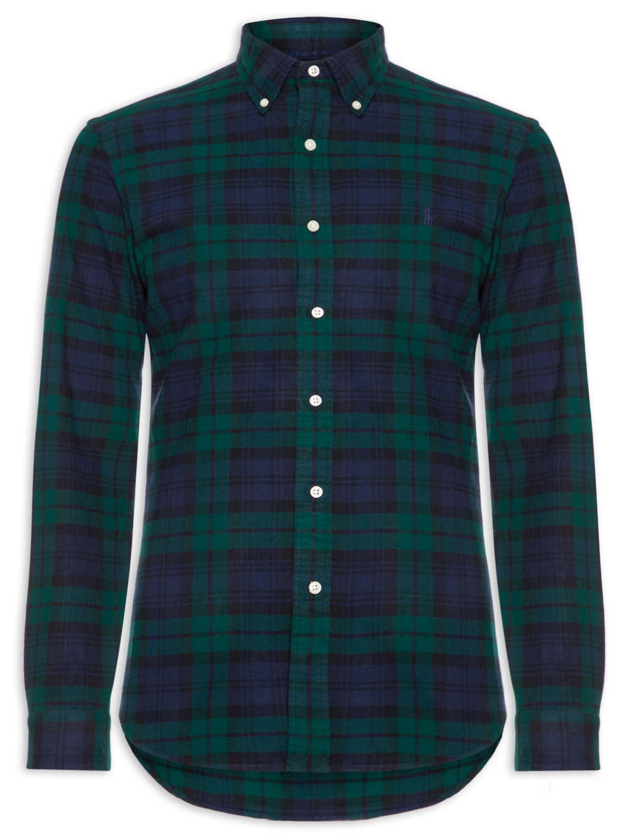 Camisa Masculina Manga Longa Oxford Slim Fit Logo – Azul Polo Ralph Lauren
