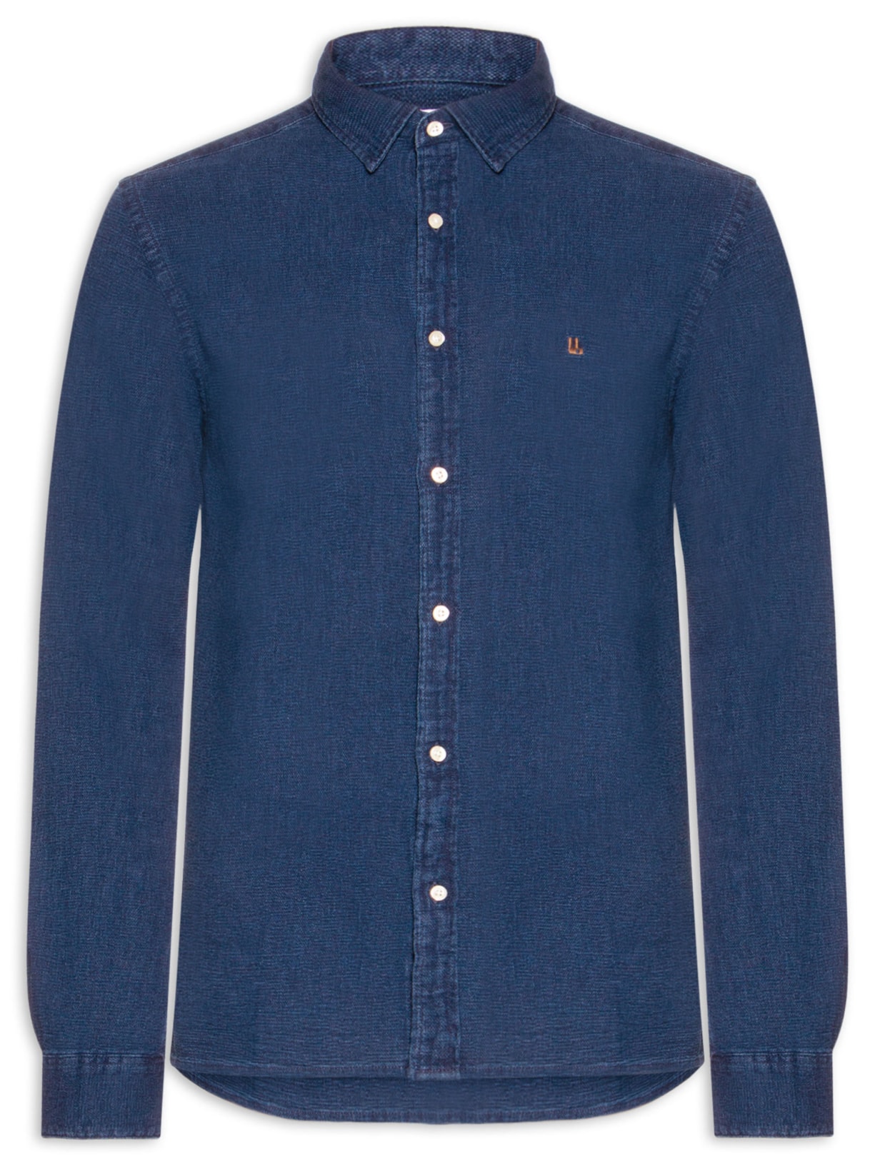 Camisa Masculina Manga Longa Piquet Indigo Azul Foxton