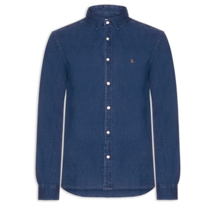 Camisa Masculina Manga Longa Piquet Indigo - Azul