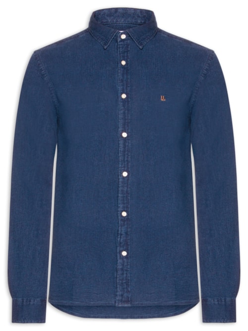 Camisa Masculina Manga Longa Piquet Indigo - Azul