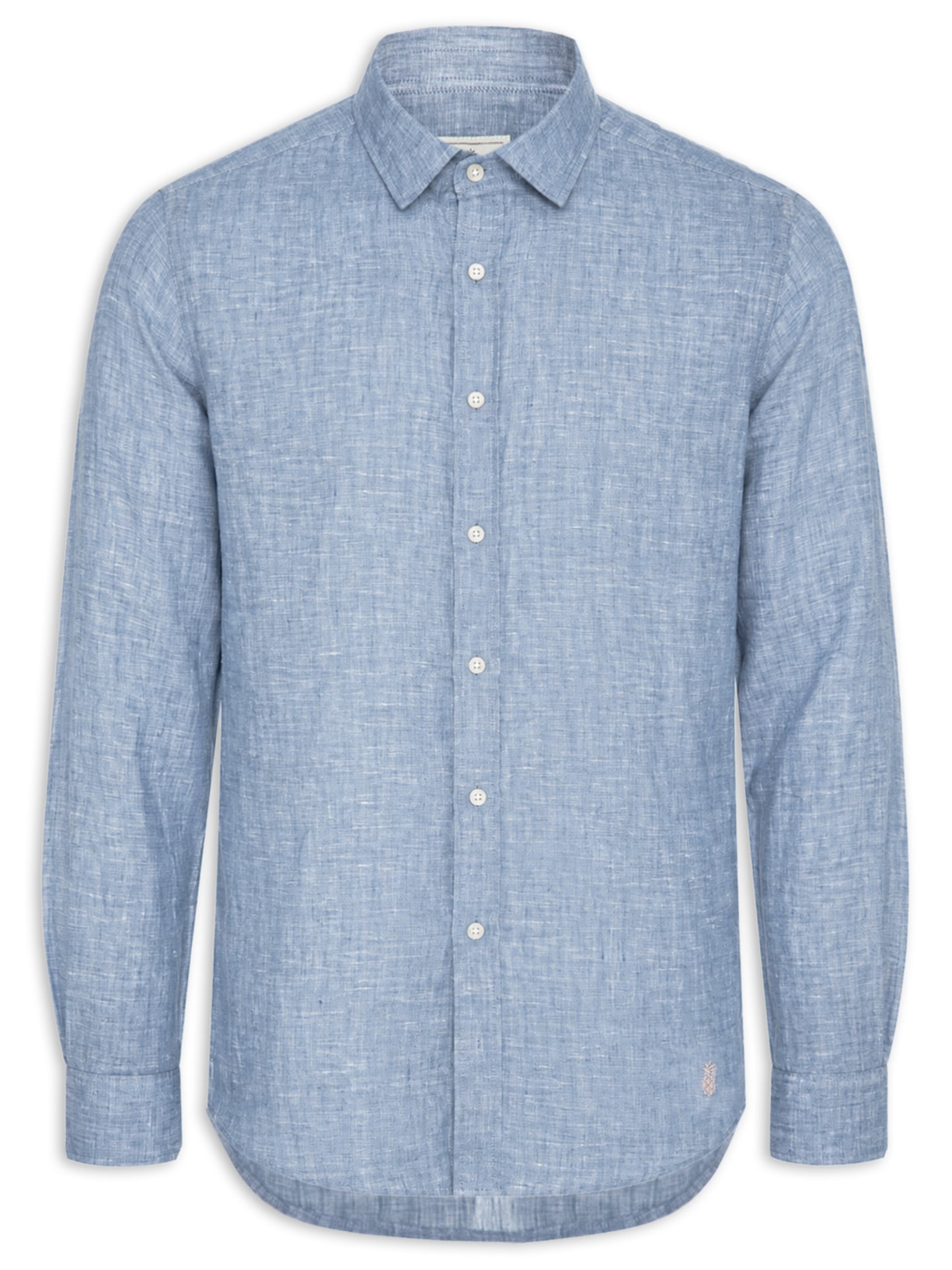 Camisa Masculina Manga Longa Puro Linho Azul Pineapple