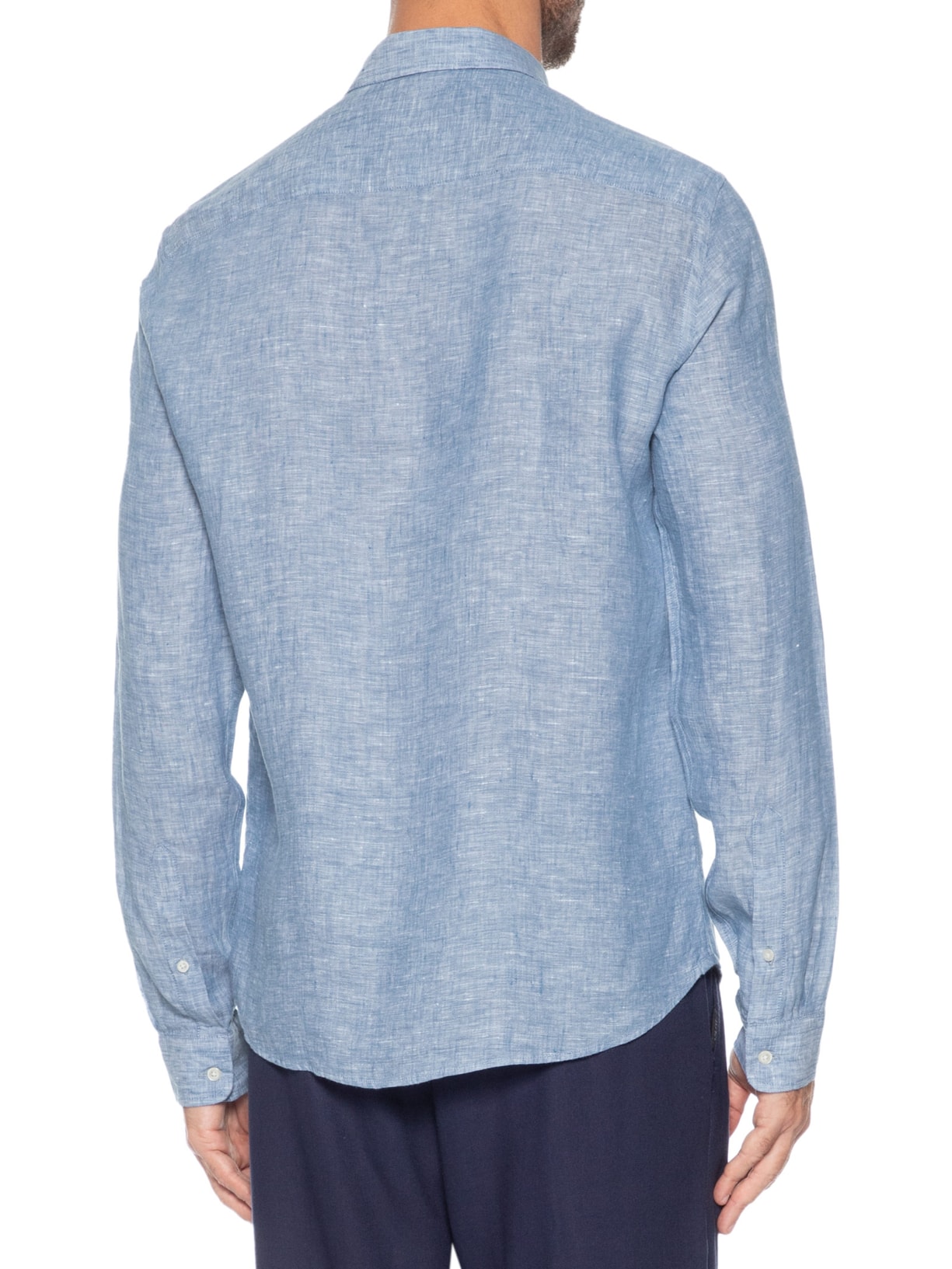 Camisa Masculina Manga Longa Puro Linho Azul Pineapple