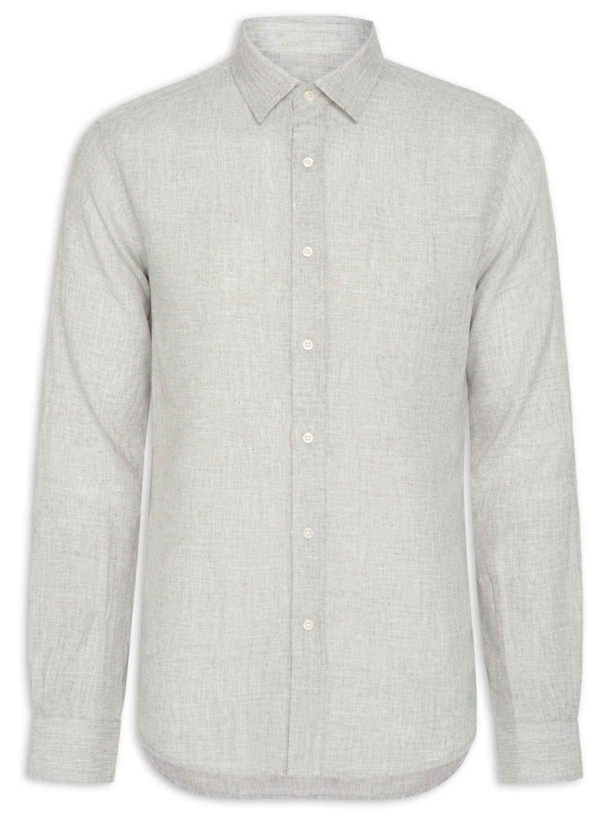 Camisa Masculina Manga Longa Puro Linho Bege Pineapple
