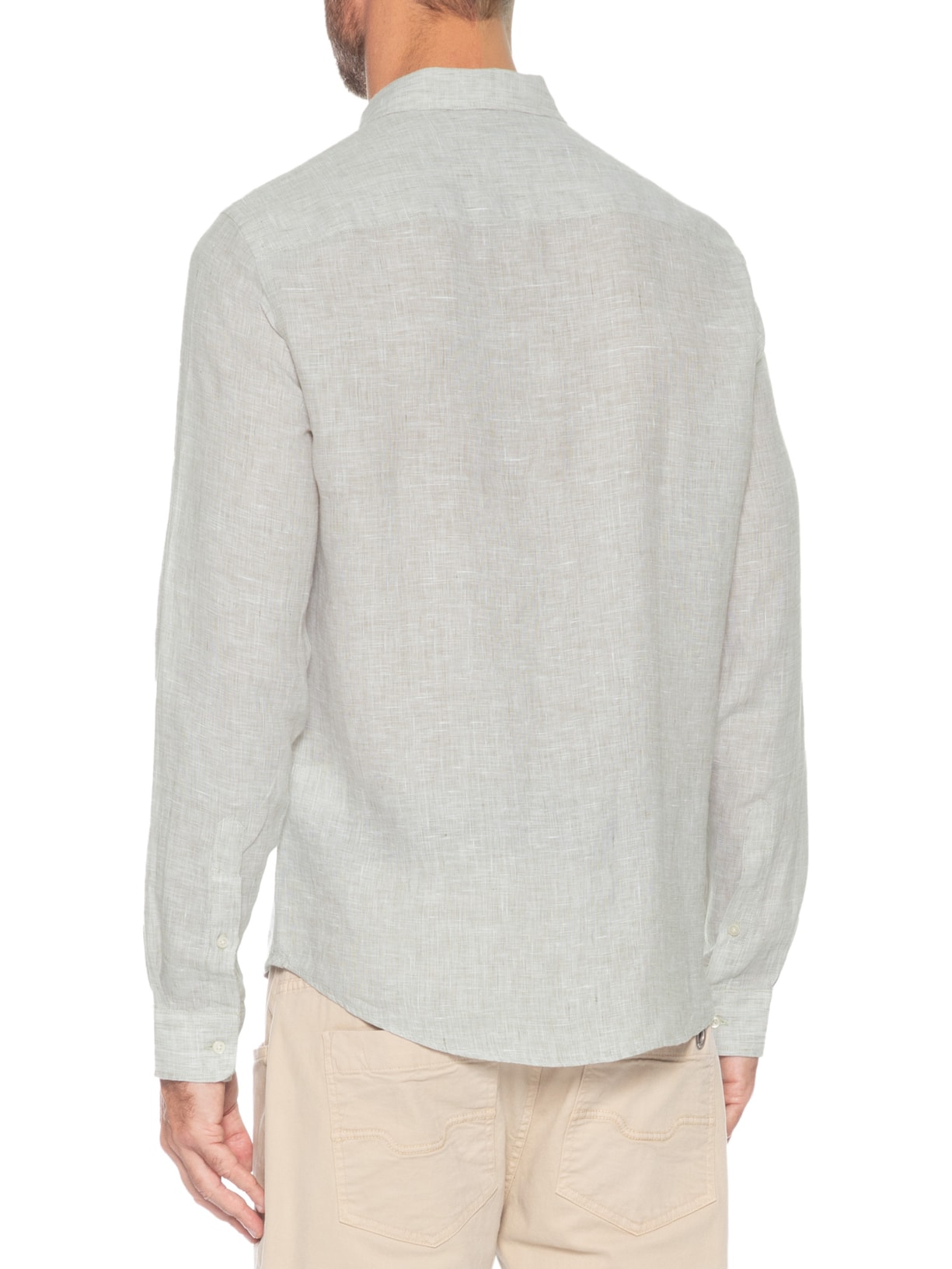 Camisa Masculina Manga Longa Puro Linho Bege Pineapple