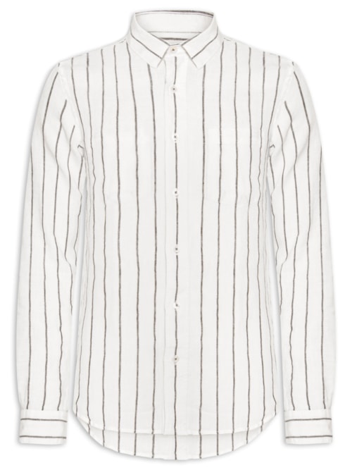 Camisa Masculina Manga Longa Puro Linho - Branca