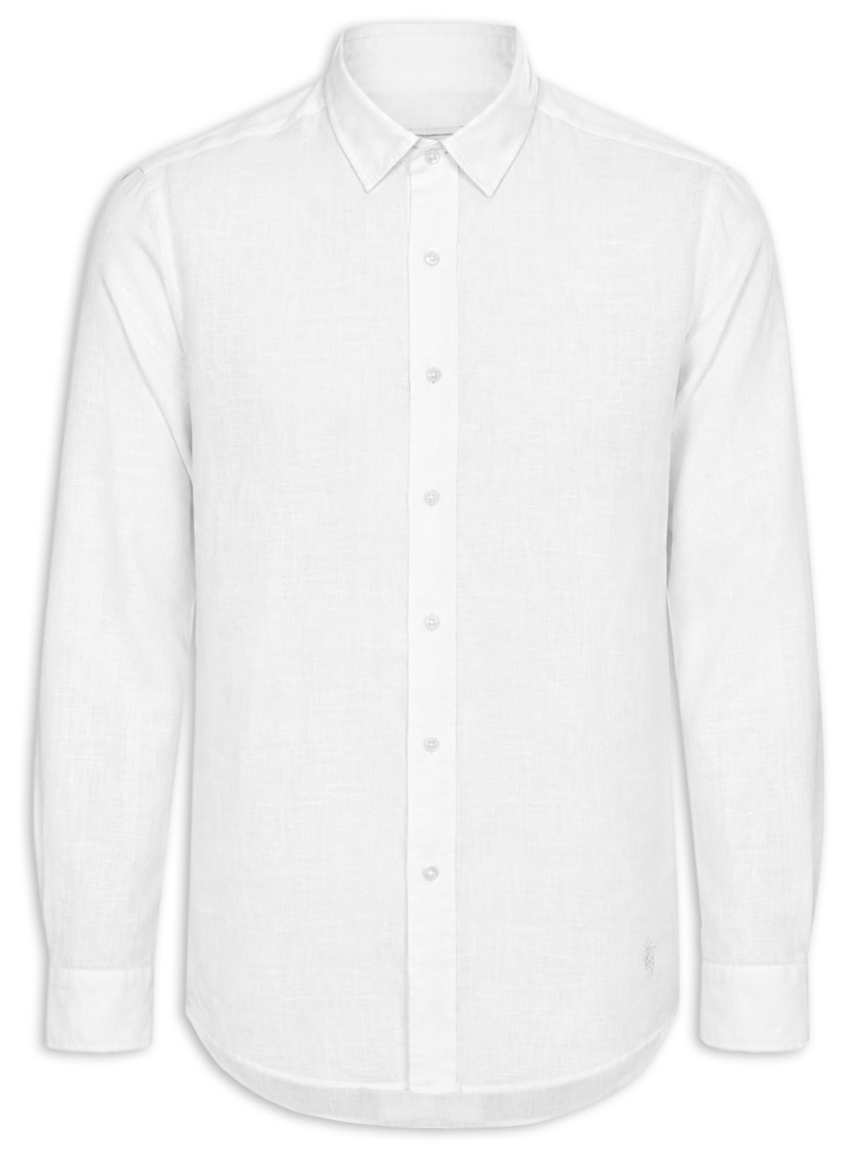 Camisa Masculina Manga Longa Puro Linho Branco Pineapple
