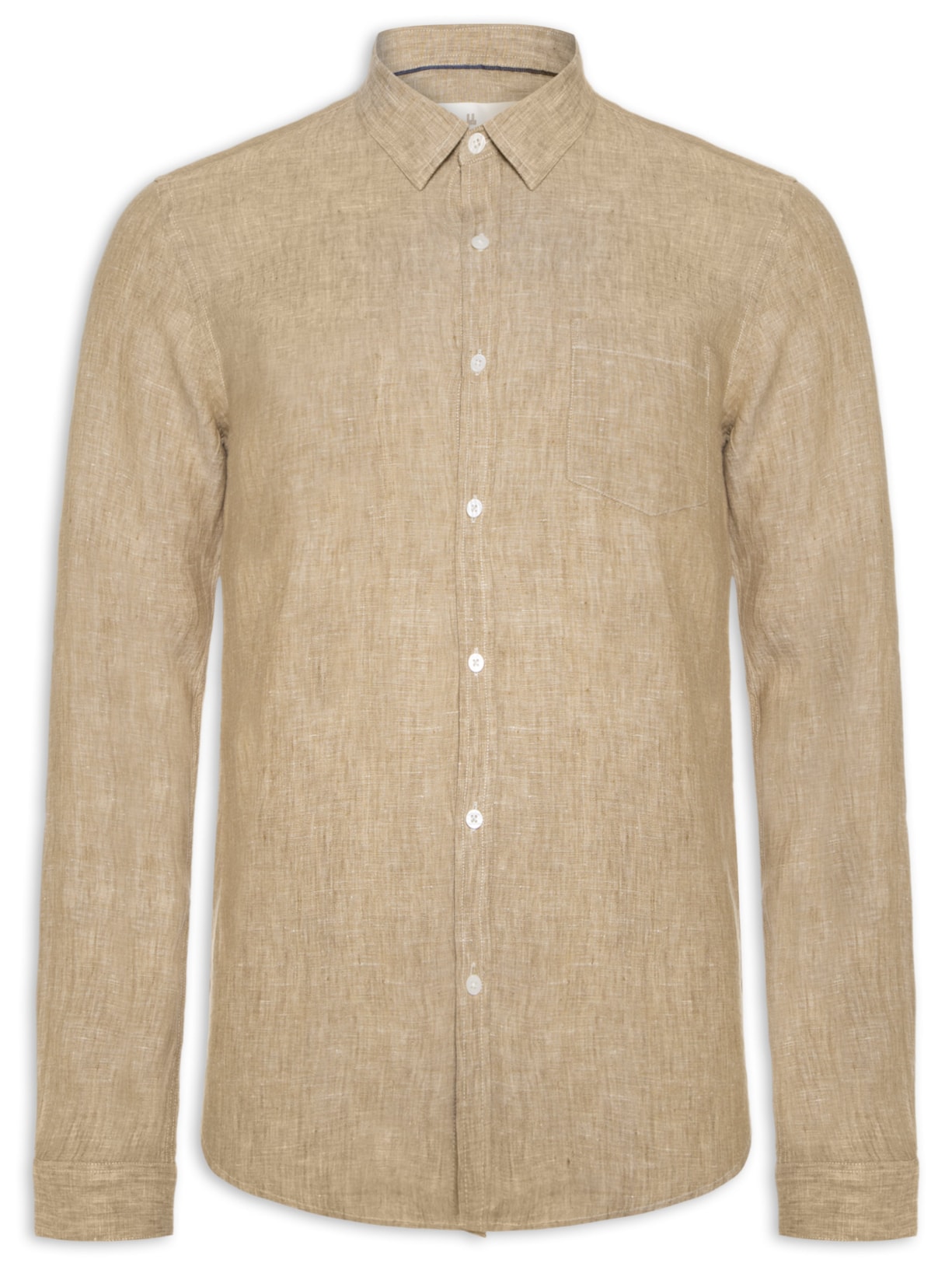Camisa Masculina Manga Longa Puro Linho Estival - Bege