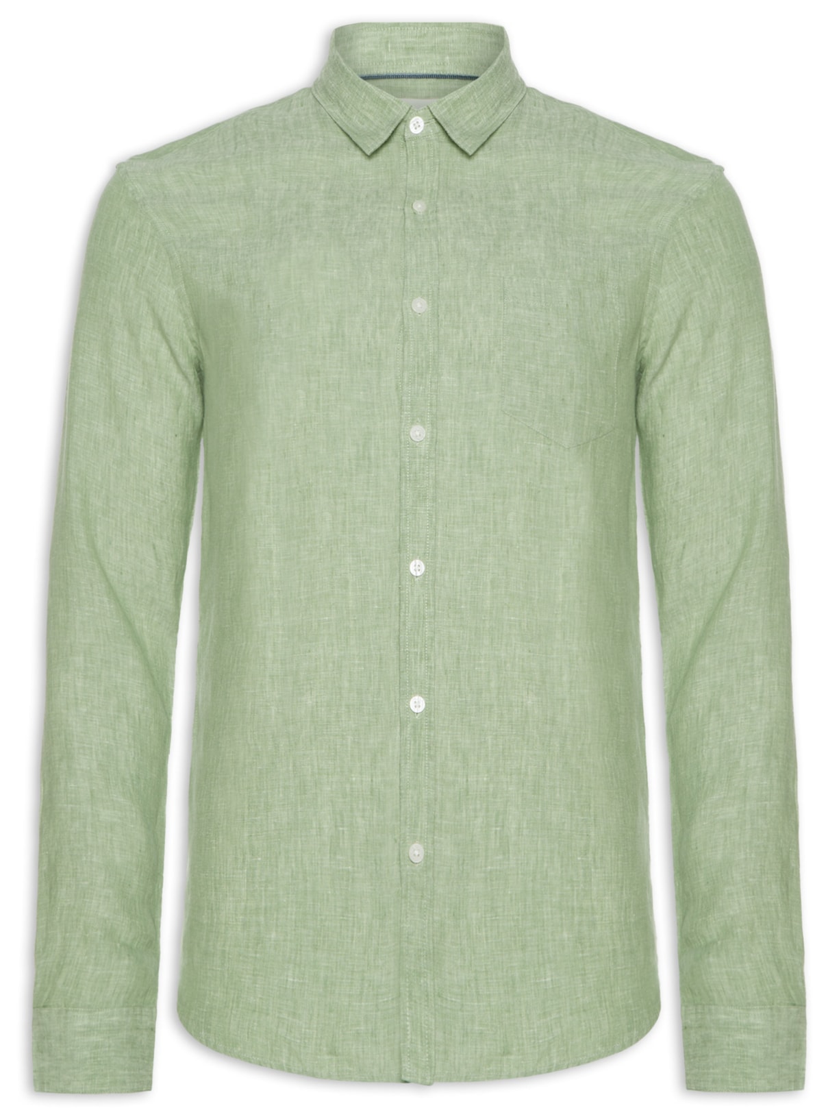 Camisa Masculina Manga Longa Puro Linho Estival - Verde