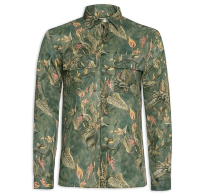 Camisa Masculina Manga Longa Puro Linho Floresta - Verde