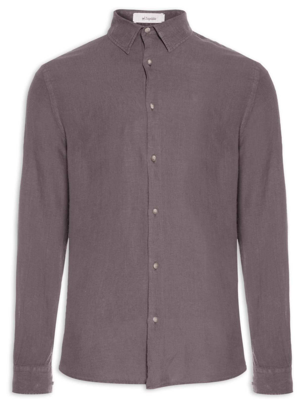 Camisa Masculina Manga Longa Puro Linho Tinturada - Cinza