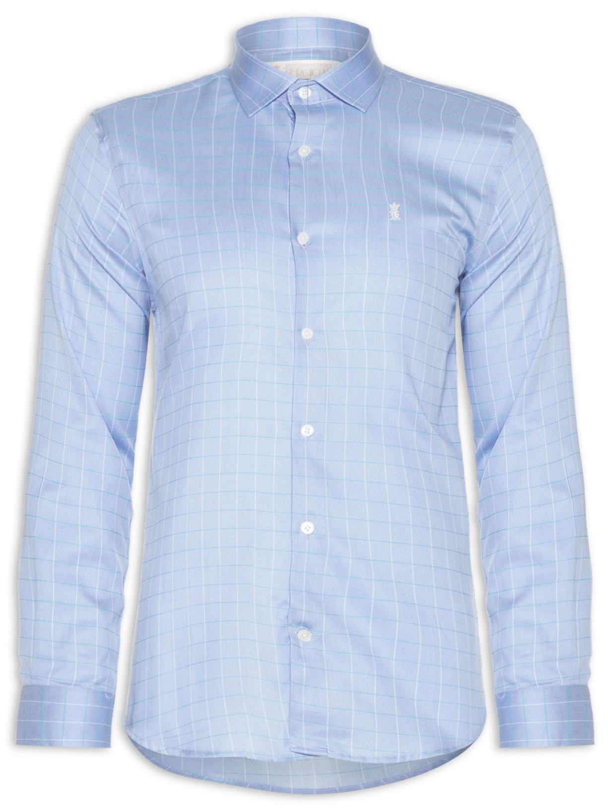 Camisa Masculina Manga Longa Quadros Bicolor ALG Egipcio - Azul