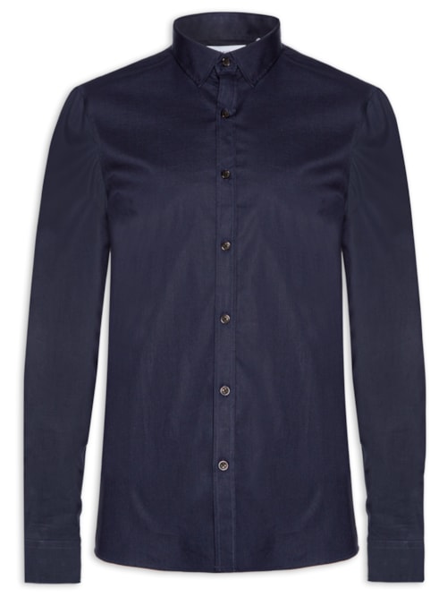 Camisa Masculina Manga Longa Regular Galles Stretch - Azul
