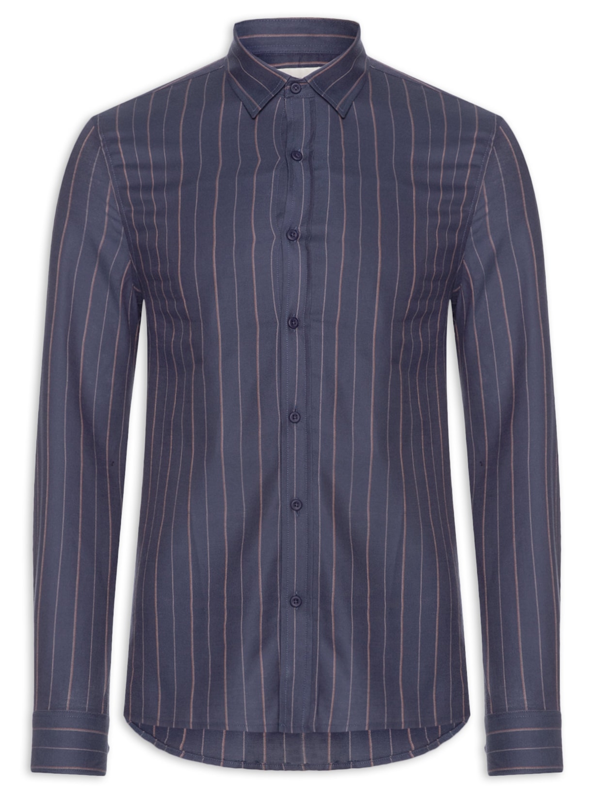 Camisa Masculina Manga Longa Regular Oxfordine - Azul
