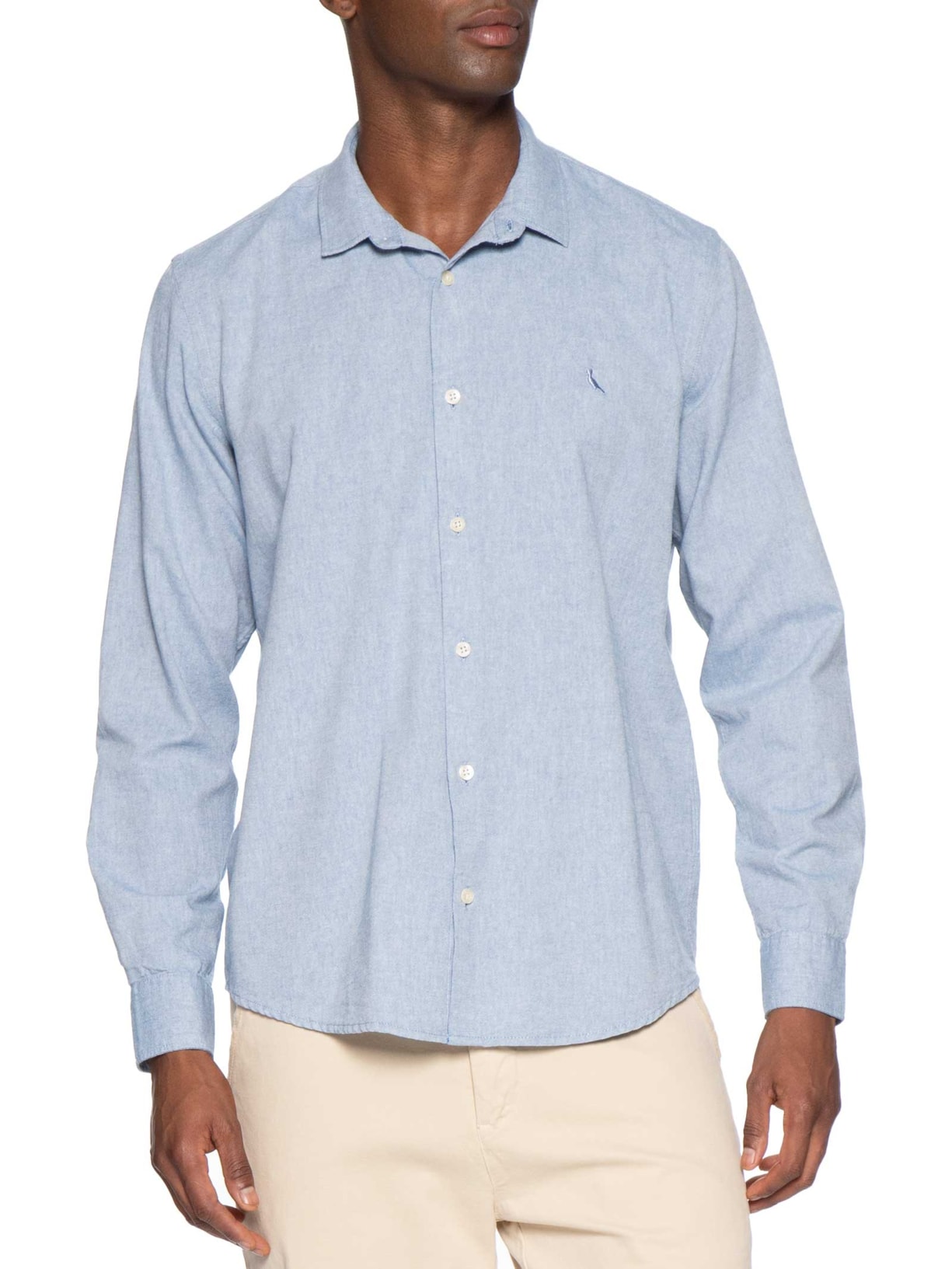 Camisa Masculina Manga Longa Ricardo Azul Reserva