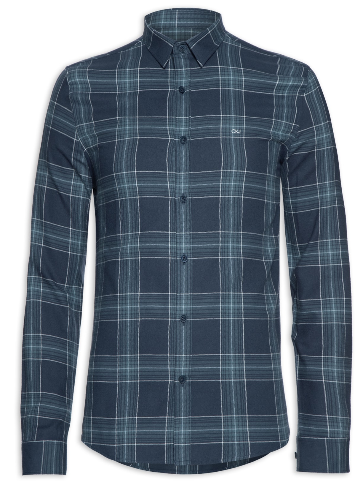 Camisa Masculina Manga Longa Slim Army Flannel - Azul