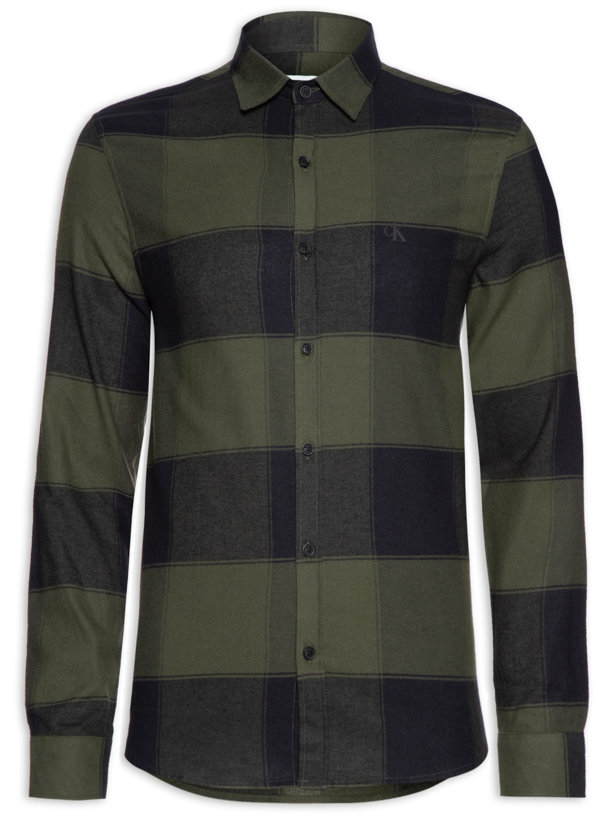 Camisa Masculina Manga Longa Slim Army Flannel - Verde