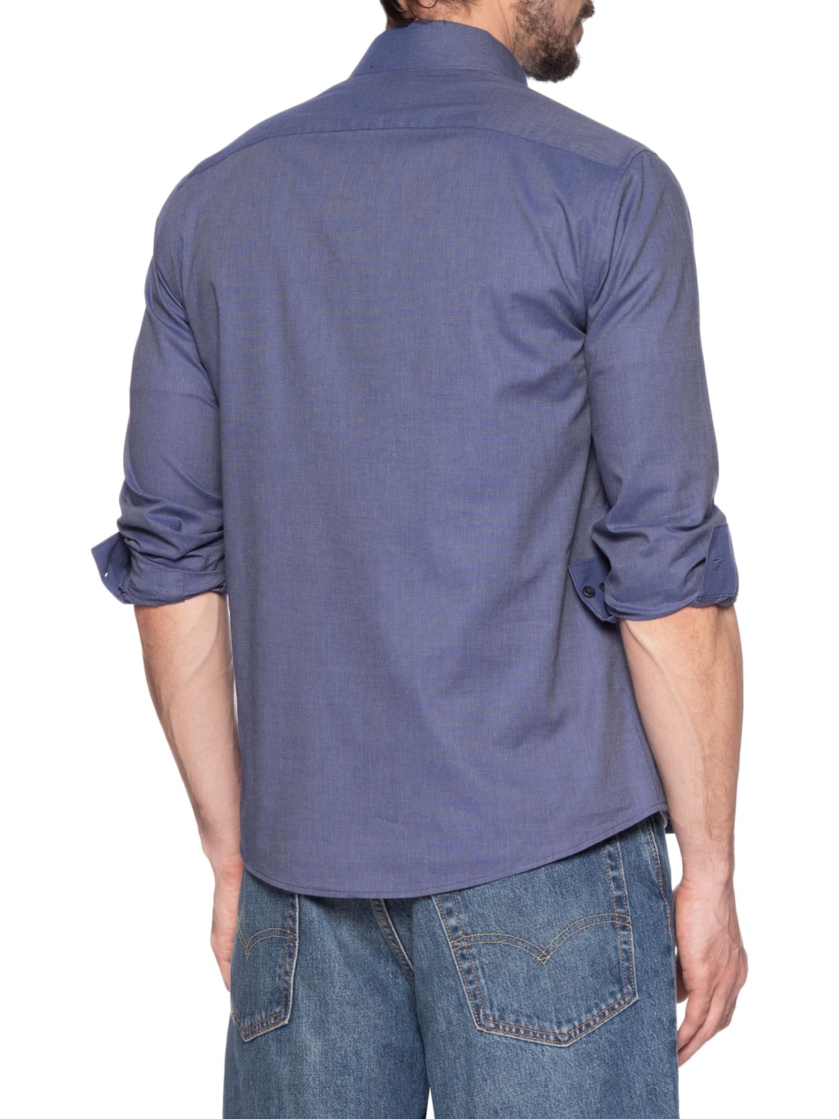 Camisa Masculina Manga Longa Slim Fil A Fil Azul Calvin Klein - White Label