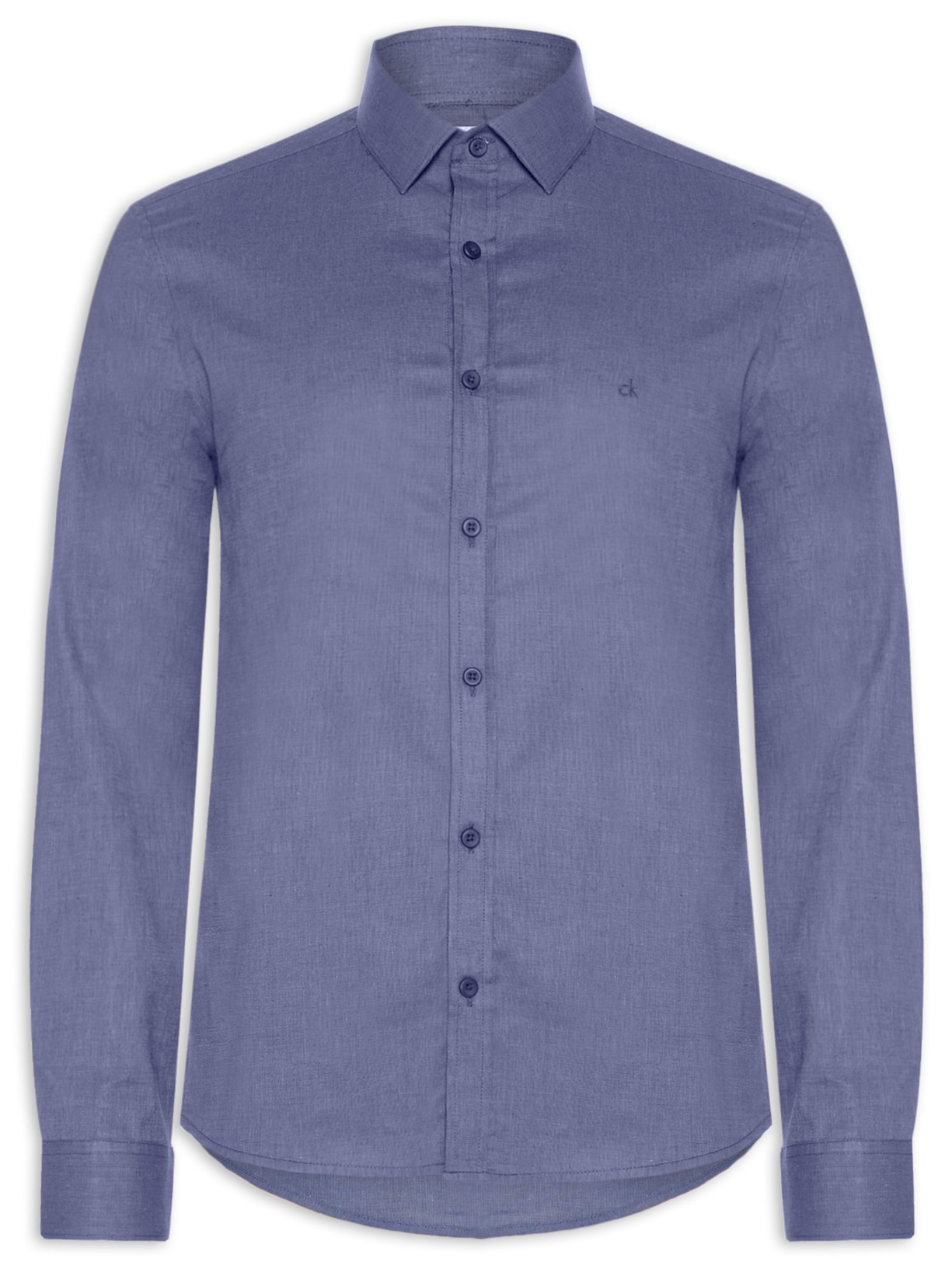 Camisa Masculina Manga Longa Slim Fil A Fil Azul Calvin Klein - White Label