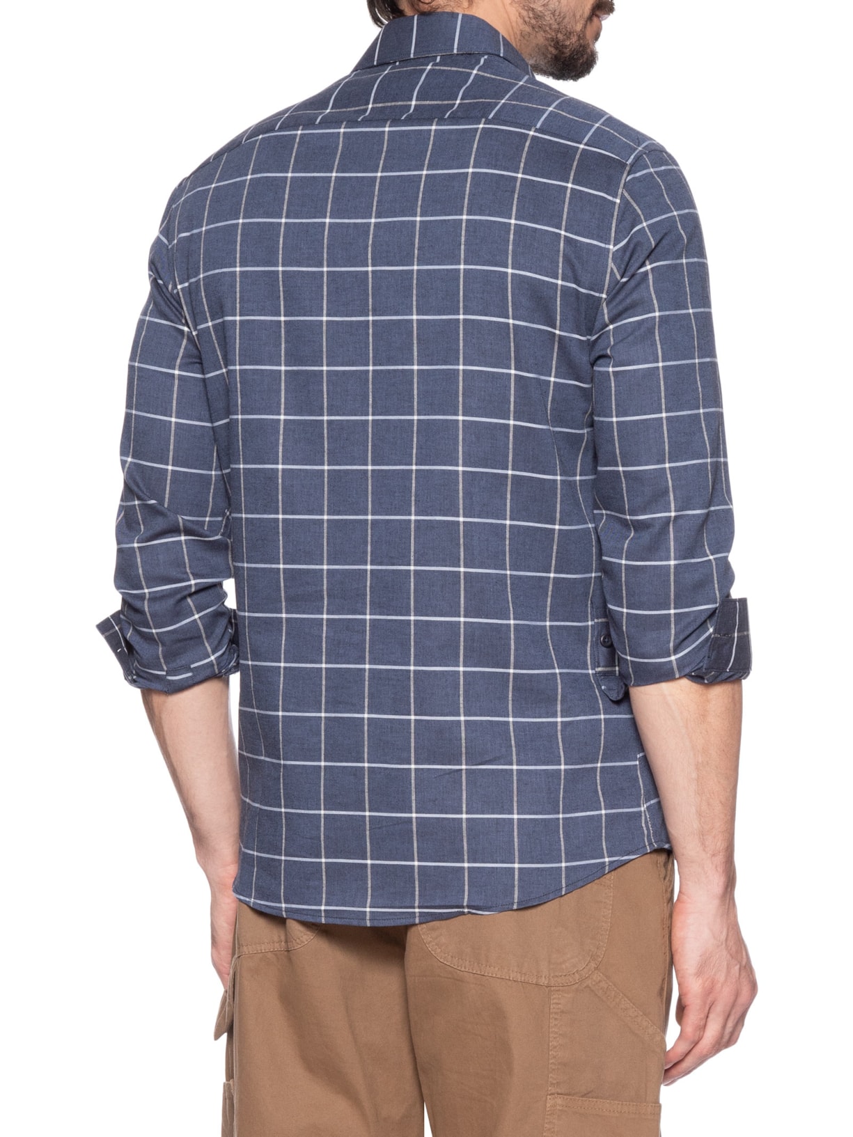 Camisa Masculina Manga Longa Slim Grid Azul Calvin Klein - White Label