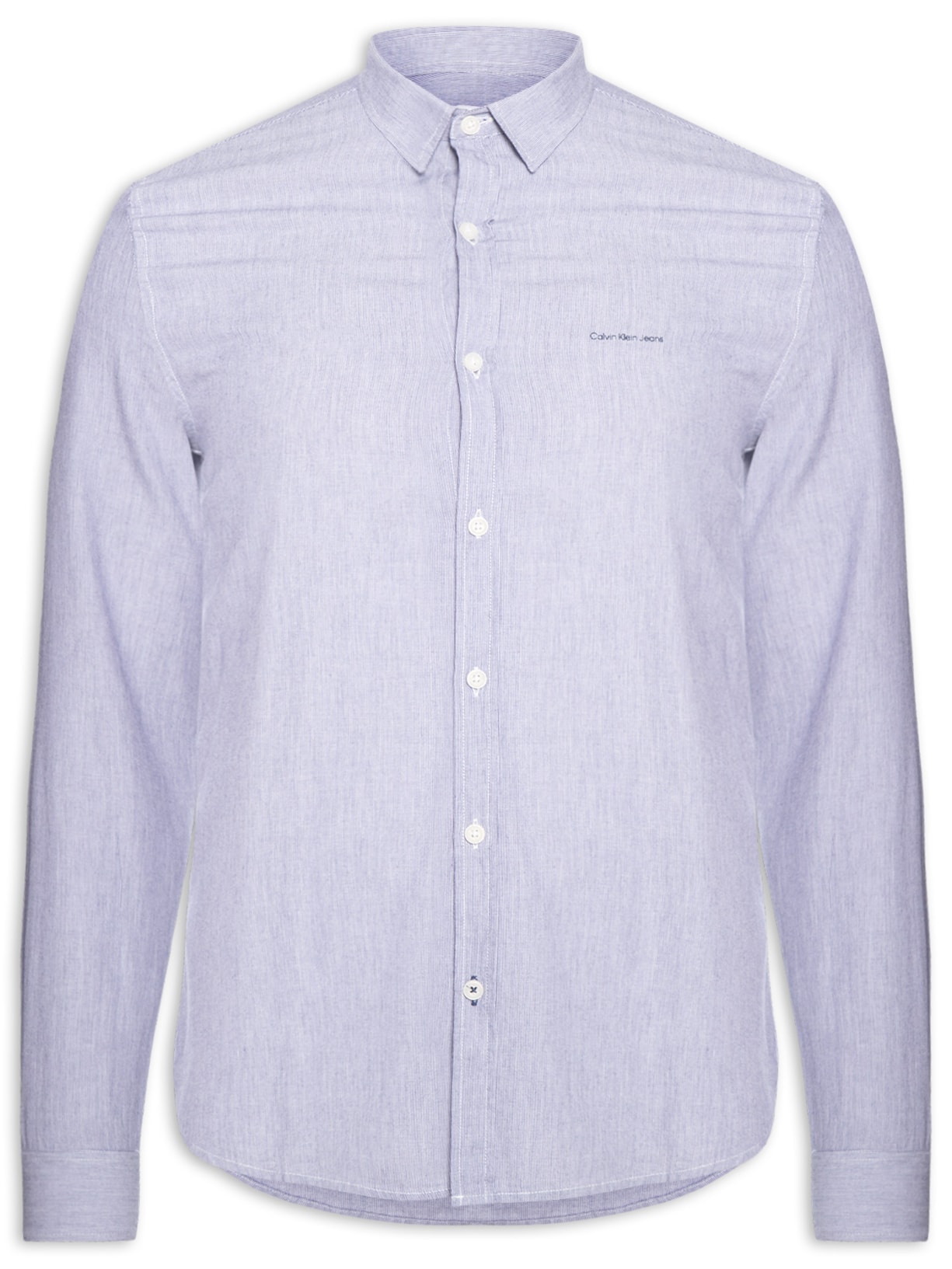 Camisa Masculina Manga Longa Slim Listrada Silk Logo - Azul