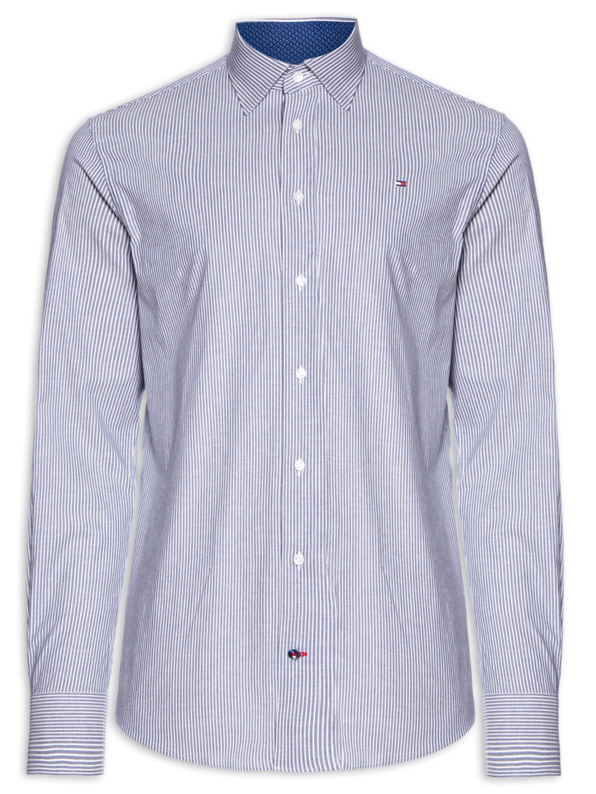 Camisa Masculina Manga Longa Stretch Class Stripes - Azul