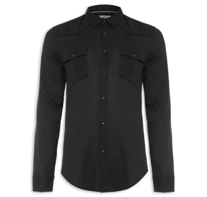 Camisa Masculina Manga Longa Travel - Preto