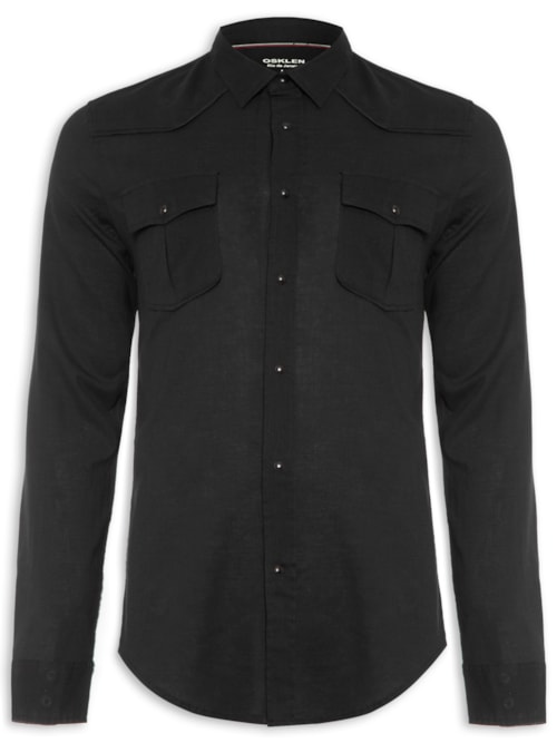 Camisa Masculina Manga Longa Travel - Preto