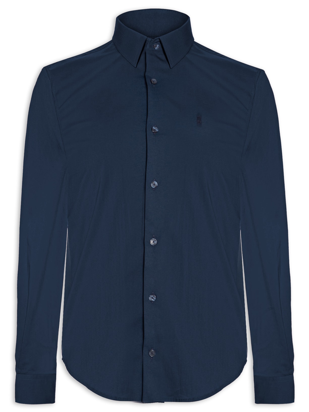 Camisa Masculina Manga Longa Tricoline Elastano - Azul