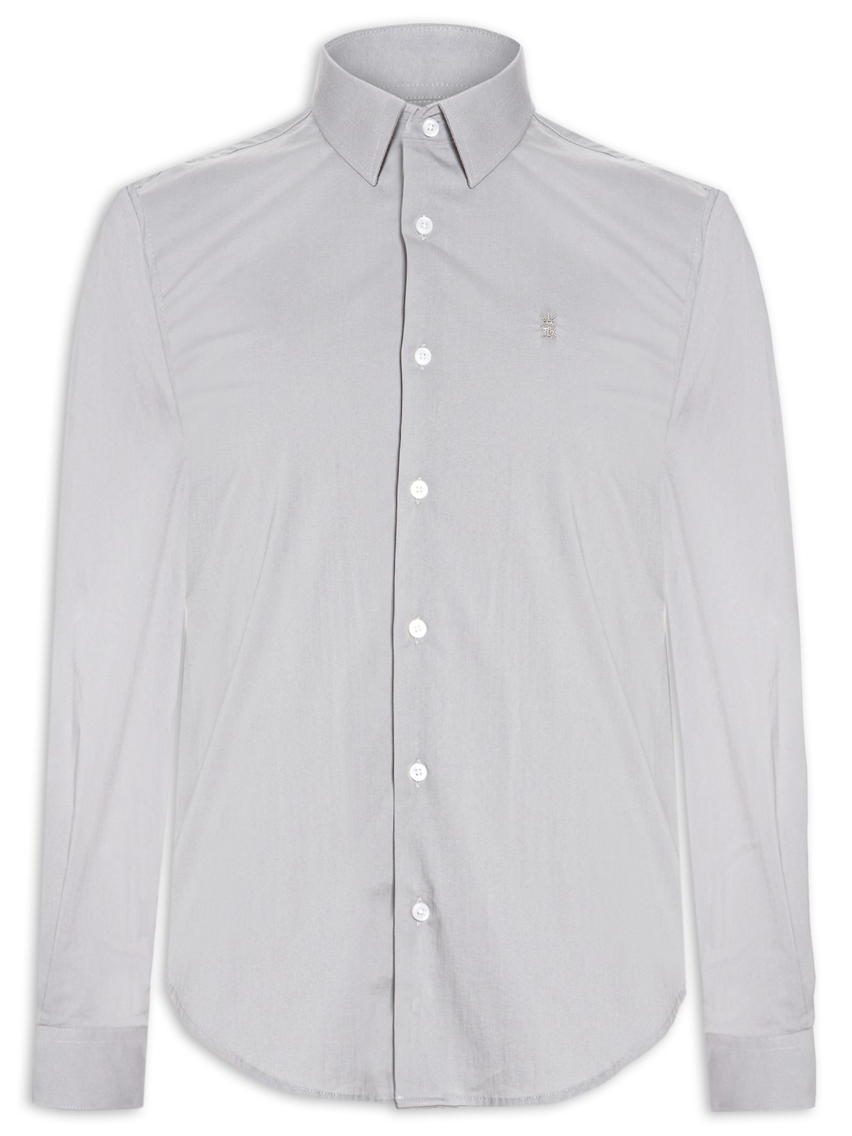 Camisa Masculina Manga Longa Tricoline Elastano - Cinza