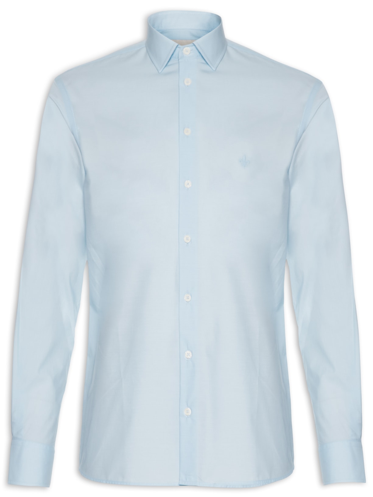 Camisa Masculina Manga Longa Tricoline Lisa - Azul