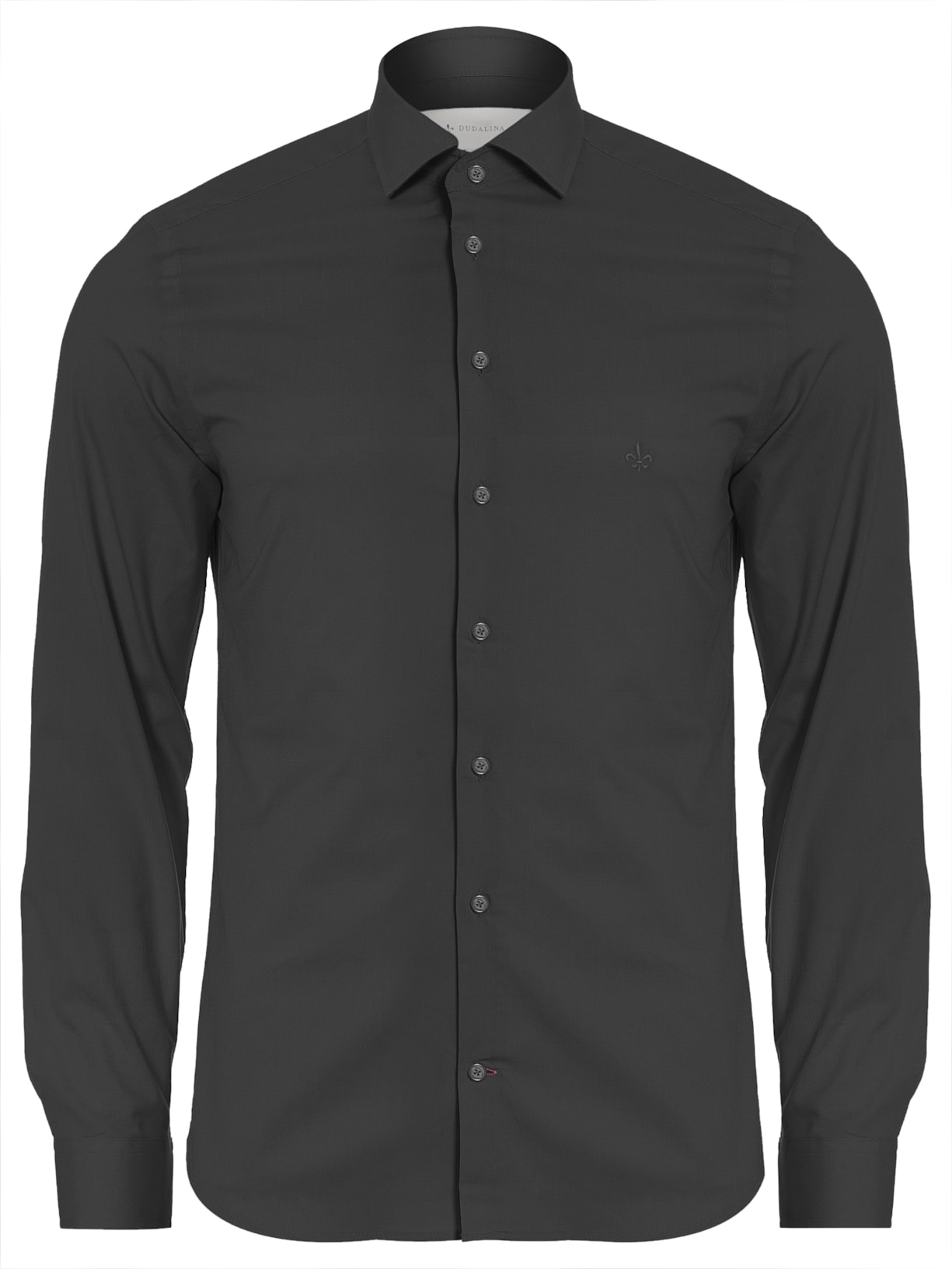 Camisa Masculina Manga Longa Tricoline Lisa Stretch - Preto
