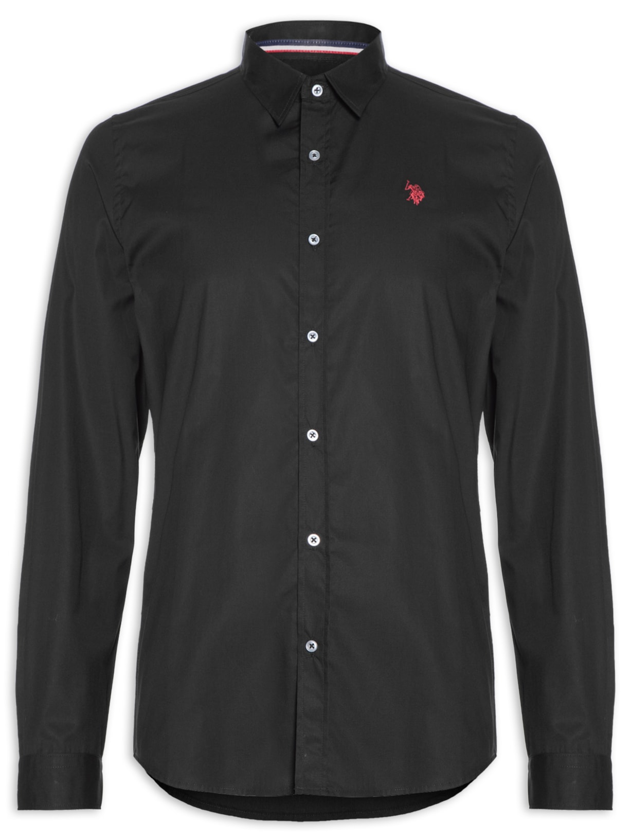Camisa Masculina Manga Longa Tricoline Regular - Preto