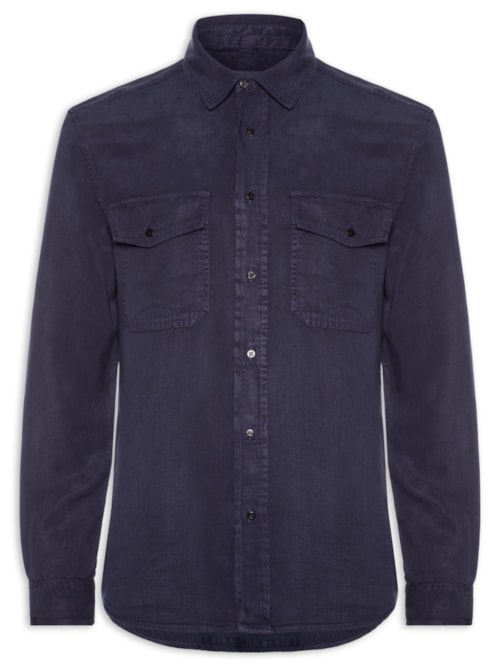 Camisa Masculina Manga Longa Used Utility - Azul