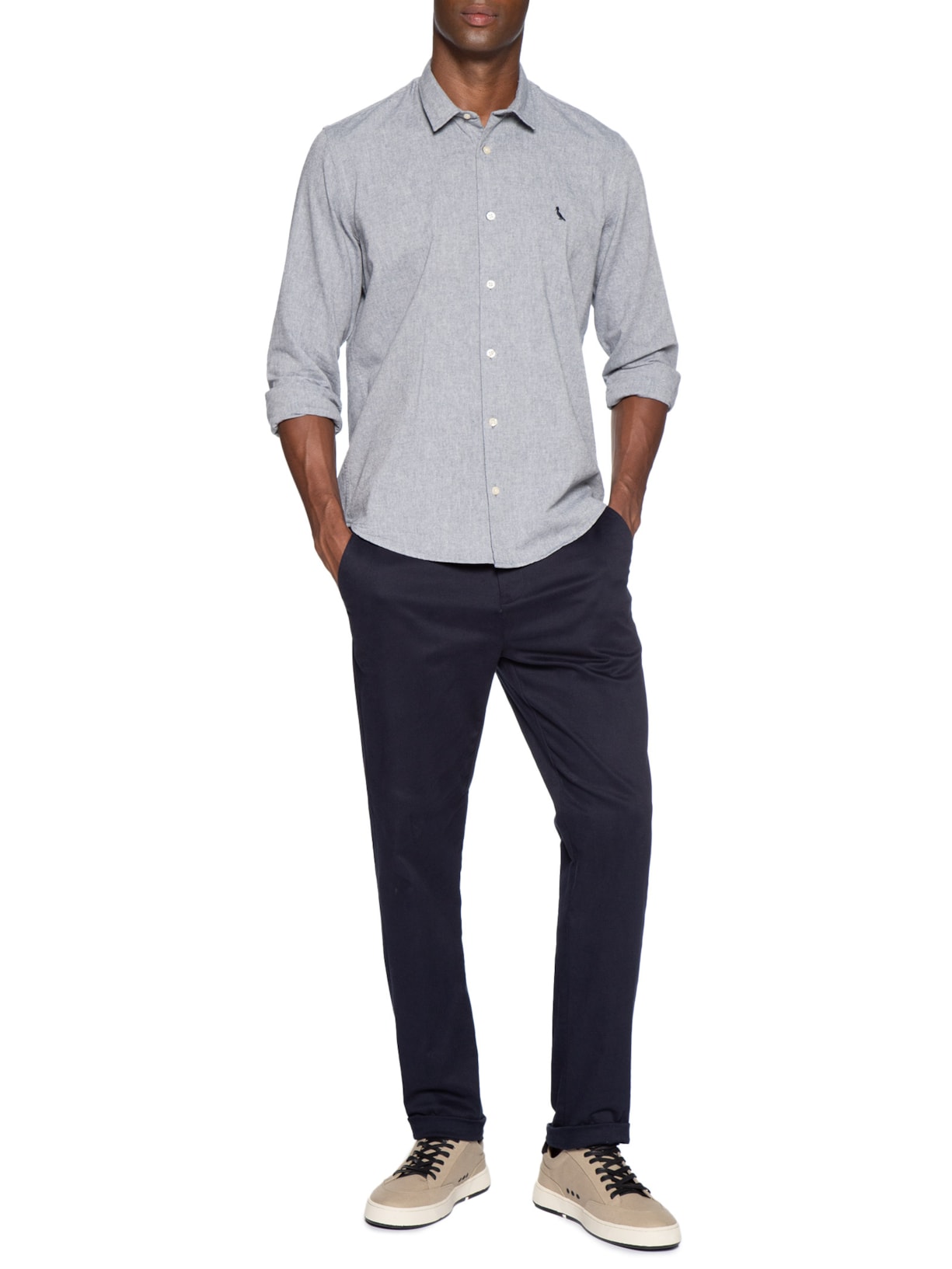 Camisa Masculina Manga Longa Vitor Azul Reserva