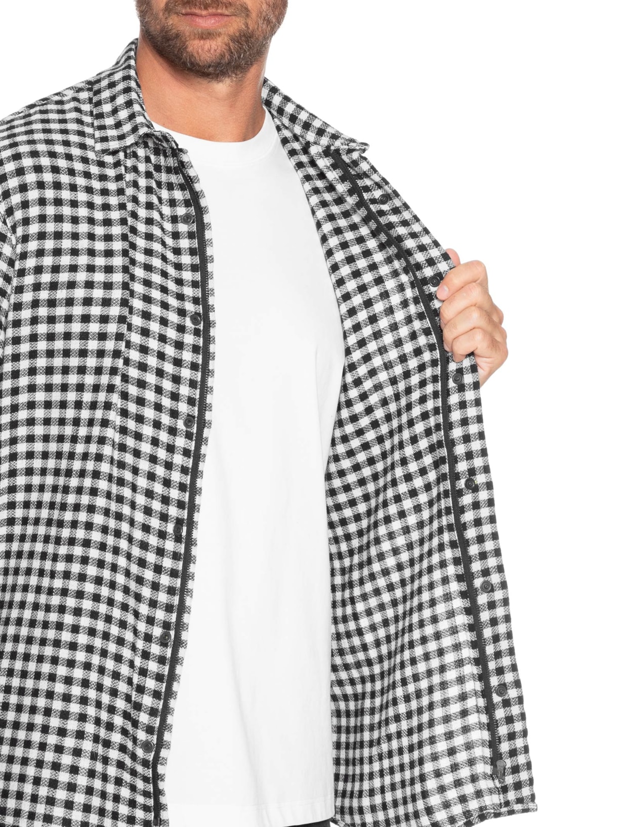 Camisa Masculina Manga Longa Xadrez Ancora Preto Foxton