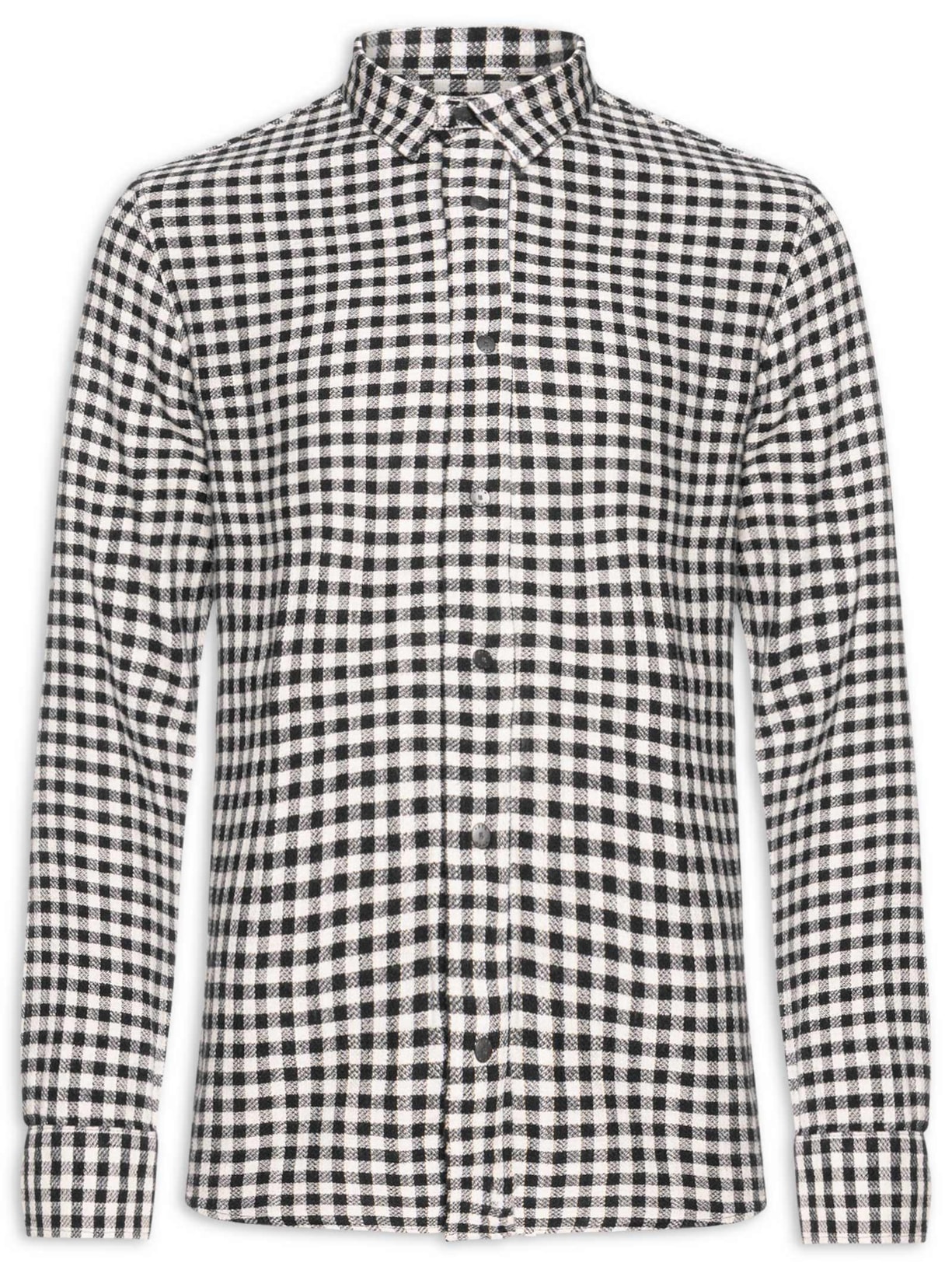 Camisa Masculina Manga Longa Xadrez Ancora Preto Foxton