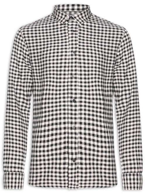 Camisa Masculina Manga Longa Xadrez Ancora - Preto