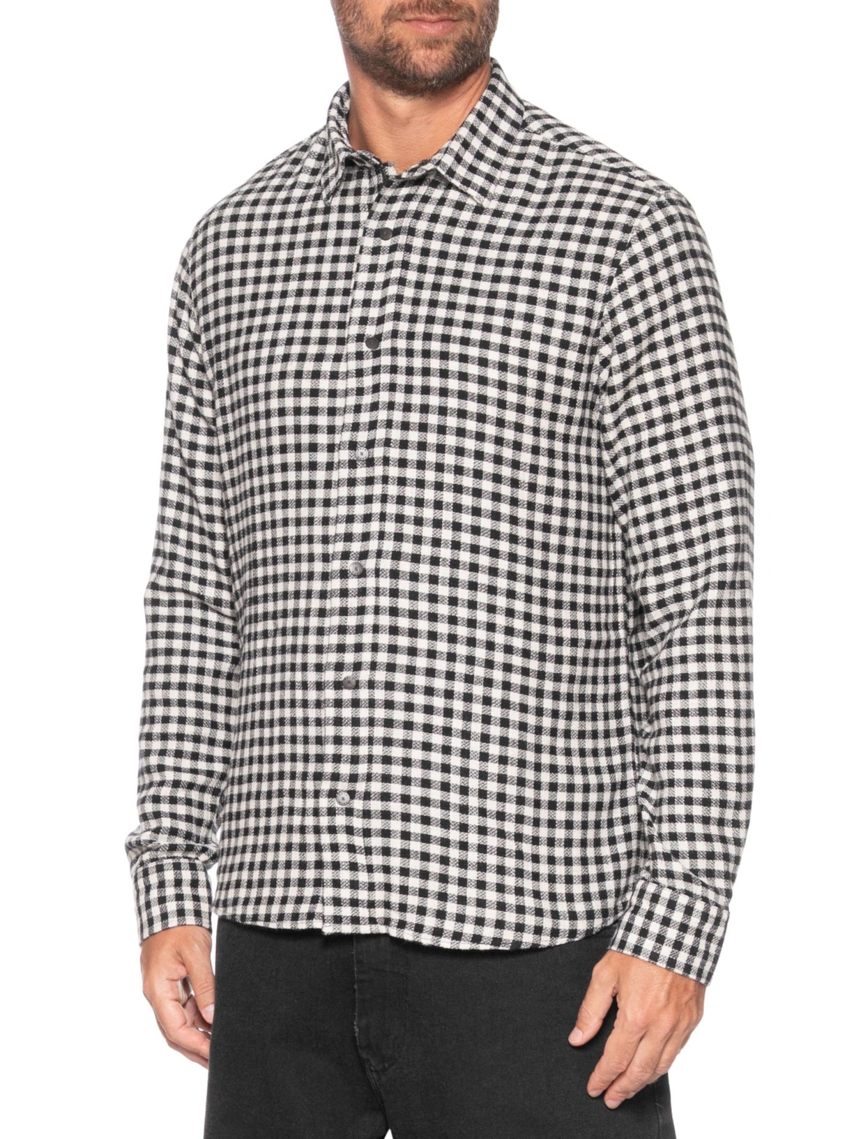 Camisa Masculina Manga Longa Xadrez Ancora Preto Foxton