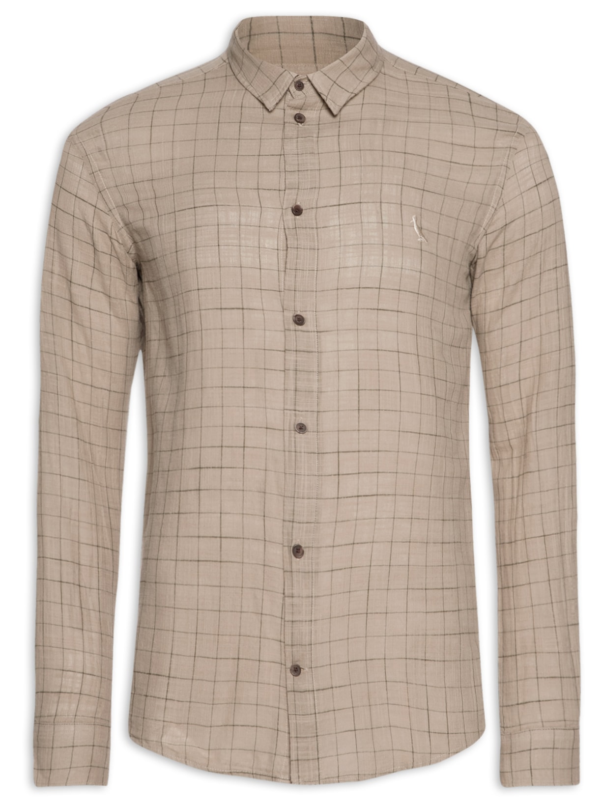 Camisa Masculina Manga Longa Xadrez Camp - Marrom
